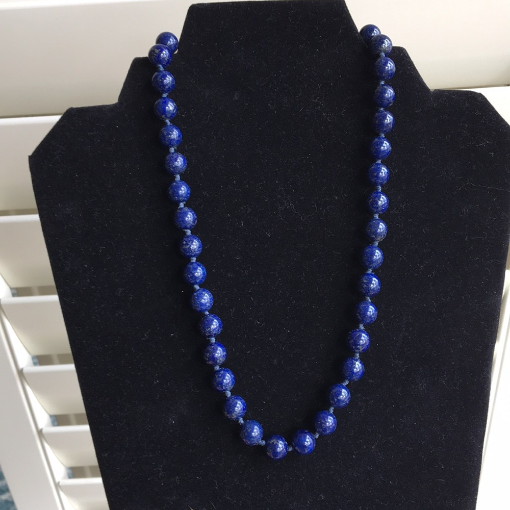 Genuine Lapis Bead Necklace